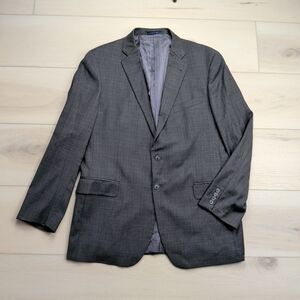 Loro Piana Joseph Abboud Blazer Sport Coat Mens 44L Gray Windowpane Wool Jacket